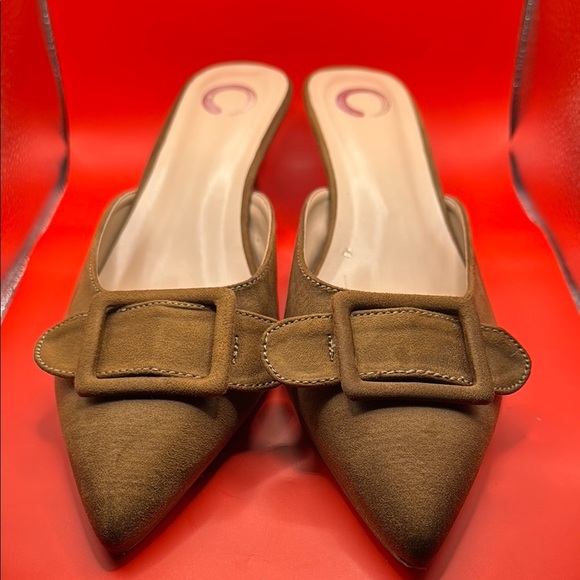 Journee Collection Brown Heels with Decorative Buckle - Picture 7 of 13